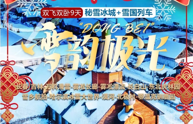 寒假去雪乡和北极村怎么报名 国旅跟团游 东北  长春/吉林 -漠河-北极村-鄂温克驯鹿园9日游f